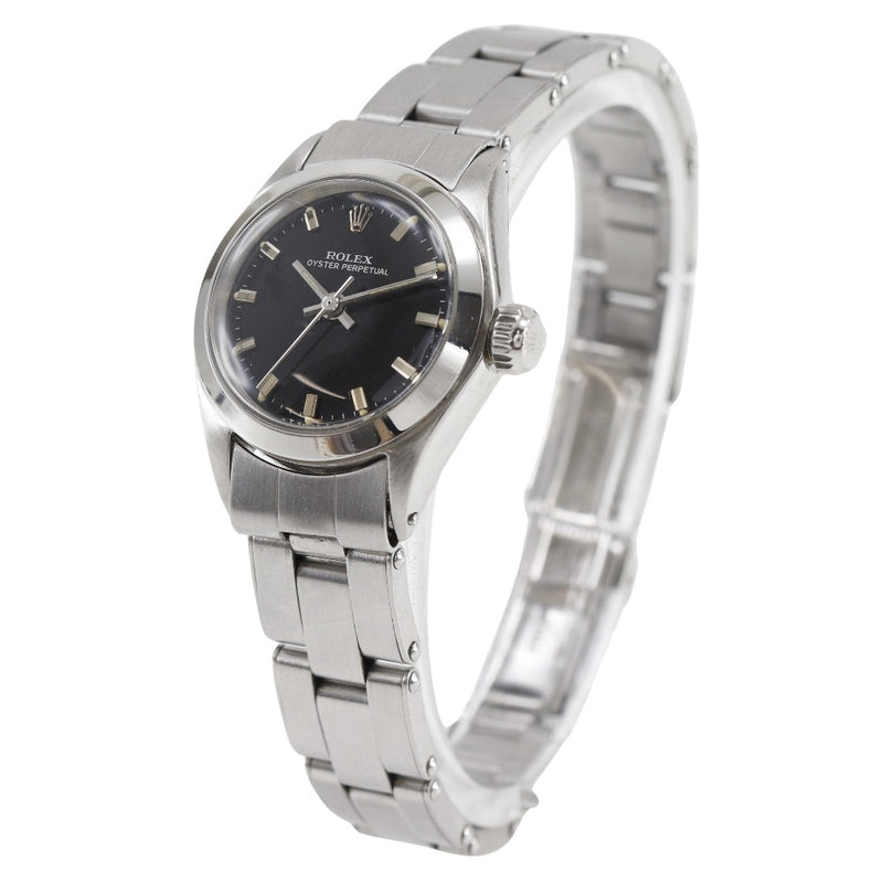 [Rolex] rolex 
 Reloj del propósito de las ostras 
 Cal.1161 6618 Damas perpetuas de Oyster de dial negro de acero inoxidable de acero inoxidable