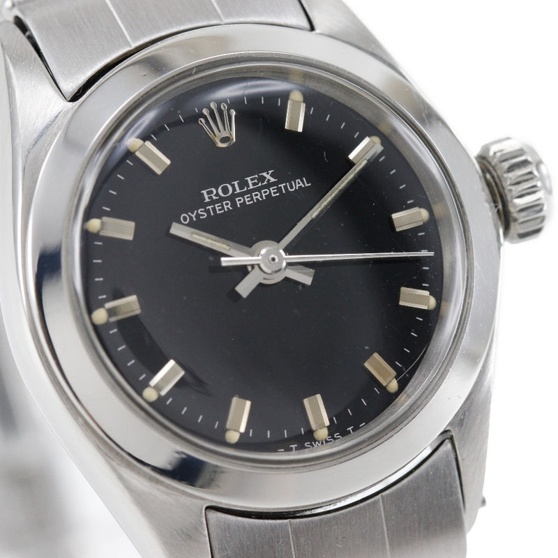 【ROLEX】ロレックス
 オイスターパーペチュアル 腕時計
 cal.1161 6618 ステンレススチール 自動巻き 黒文字盤 Oyster perpetual レディース