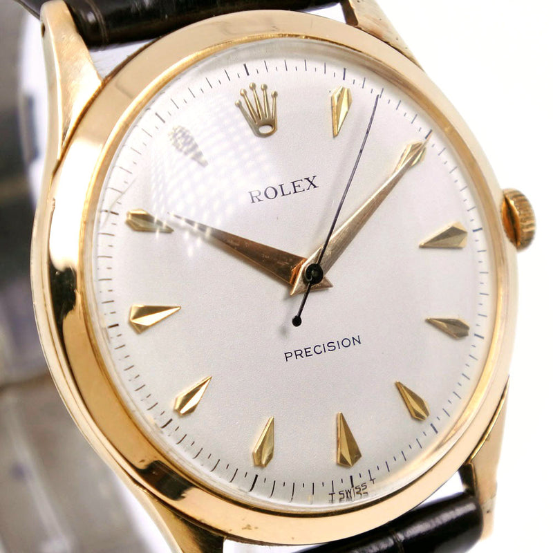 [ROLEX] Rolex 
 Precision watch 
 Vintage/1960s Cal.1210 9006 K18 Yellow Gold x Alligator hand -rolled silver dial Precision Men