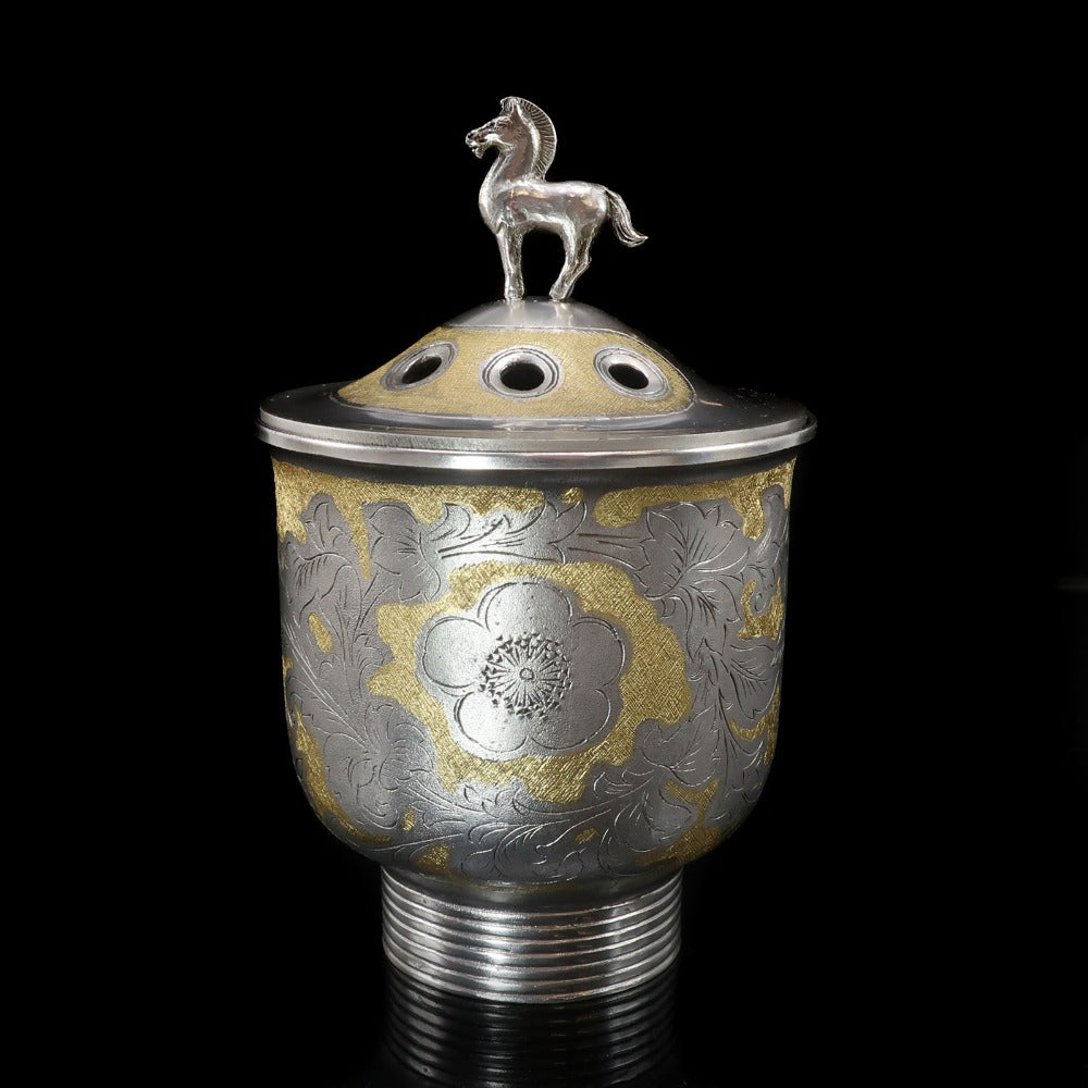 帖佐美行 作 純銀 【 松梅想 香炉 】 純銀 骨董品 – NISHIKINO VINTAGE