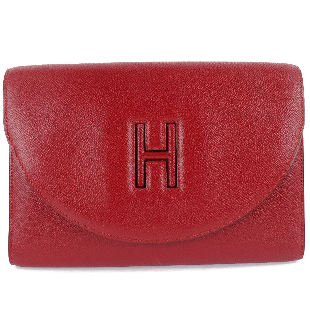 HERMES】エルメス Hロゴ クラッチバッグ ヴィンテージ ヴォーエプソン ルージュヴィフ 赤 〇S刻印 スナップボタン H logo –  KYOTO NISHIKINO