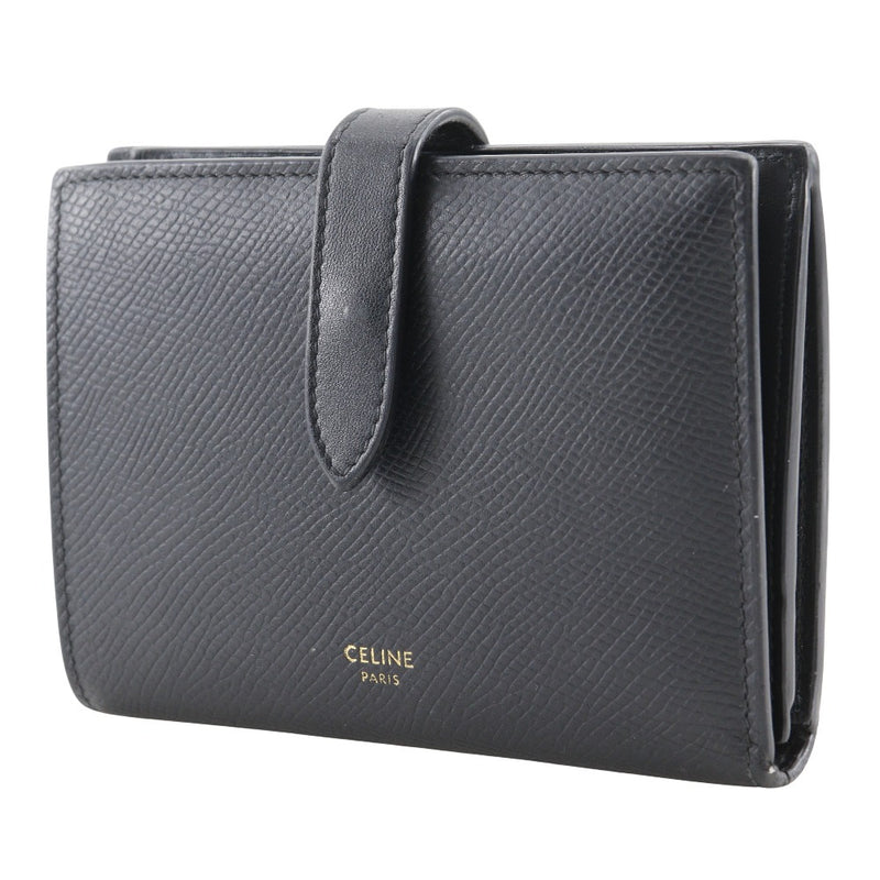 [Celine] Celine Correa Media Store Billet Bifold Barretera Black Snap Button Store Willet Women's