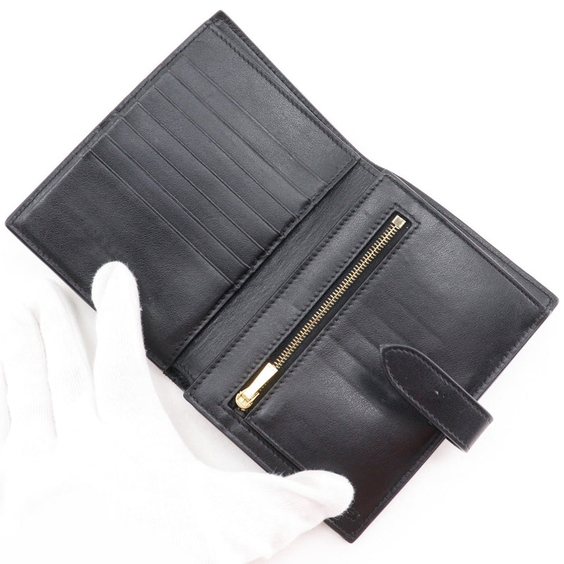 [Celine] Celine Correa Media Store Billet Bifold Barretera Black Snap Button Store Willet Women's