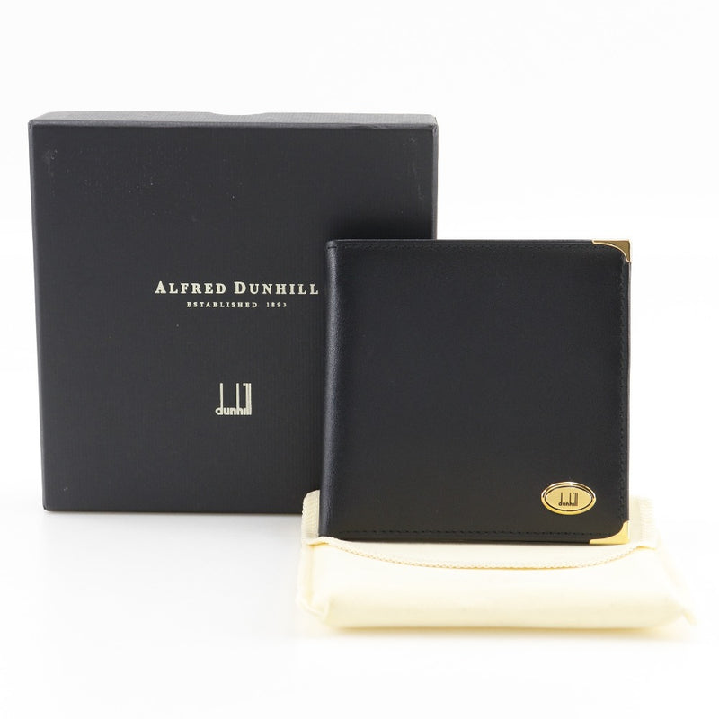 [Dunhill] Dunhill Logo Bi-Fold Ballet Barrief Black Open Logo Men's A