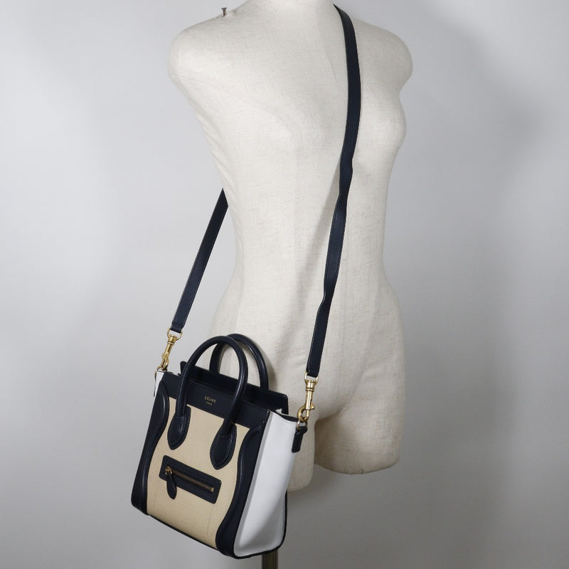 [Celine] Celine 
 Luggage Nano Shopper Shoulder Bag 
 Calf shoulder handbag 2WAY zipper Luggage nano shopper ladies
