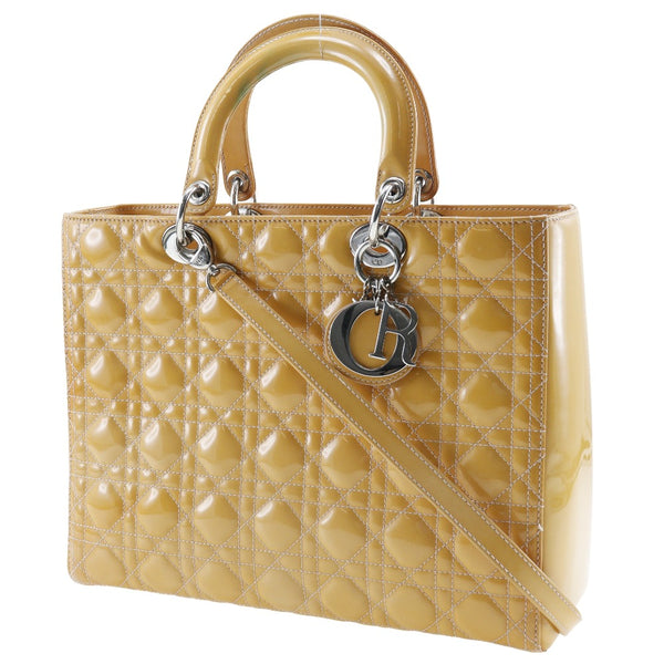 [Dior] Christian Dior 
 Lady Dior Handbag 
 09-Bo-0174 CUBIERTA DEL PATRO DEL PATRO DE CUERO LADY DIOR LADES A-Rank