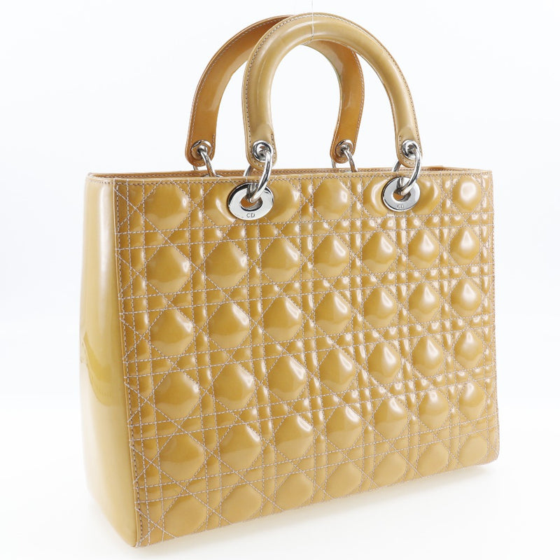 [Dior] Christian Dior 
 Lady Dior handbag 
 09-Bo-0174 Patent leather shoulder handbag fastener LADY DIOR Ladies A-Rank