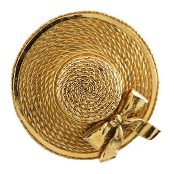 [CHANEL] Chanel 
 Straw hat brooch 
 Gold plating about 36.0g Straw Hat Ladies A-Rank