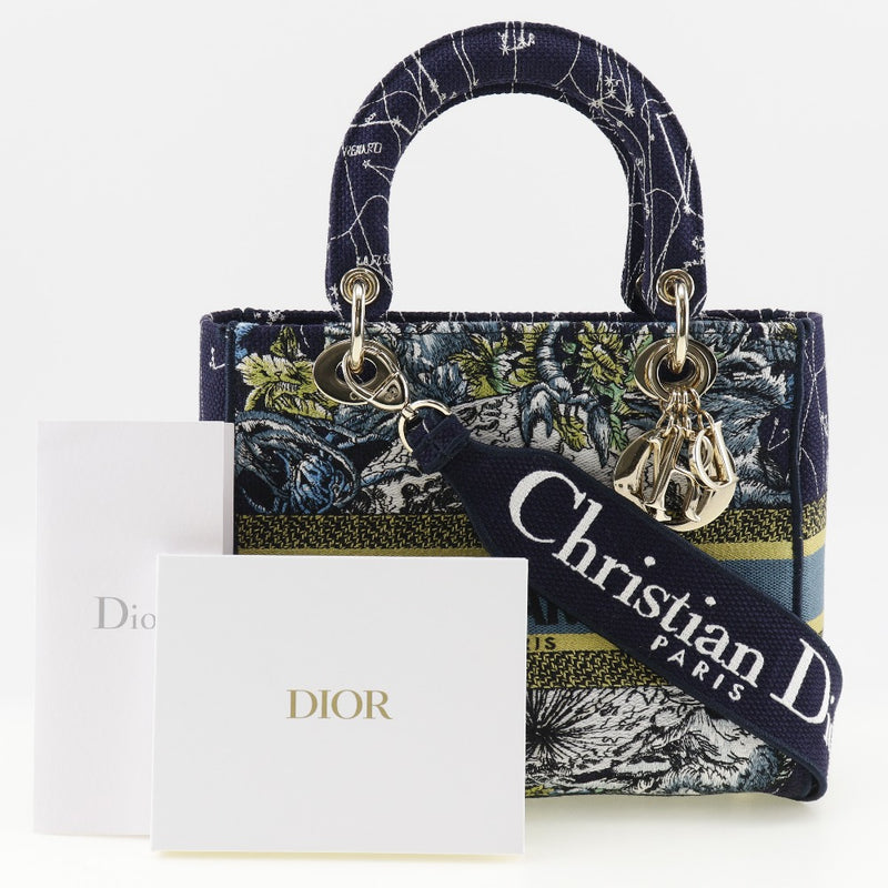 【Dior】クリスチャンディオール
 レディディオール ハンドバッグ
 キャンバス 斜め掛け 2way A5 フラップ Lady Dior レディースAランク