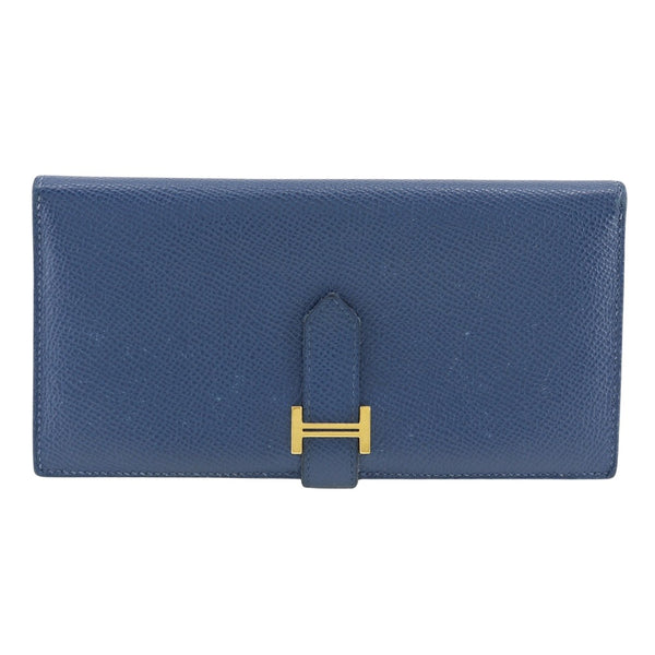 [HERMES] Hermes 
 Beansfre long wallet 
 Epsom Deep Blue Y engraved belt fittings BeanSUFLA Unisex
