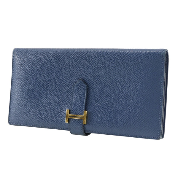 [HERMES] Hermes 
 Beansfre long wallet 
 Epsom Deep Blue Y engraved belt fittings BeanSUFLA Unisex