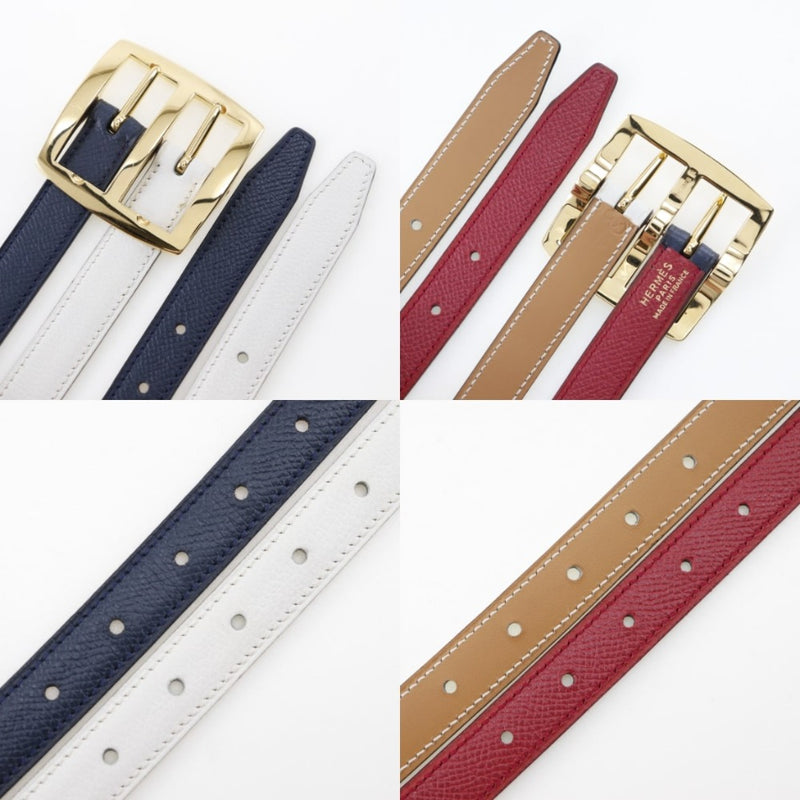 [Hermès] Hermès 
 Ceinture réversible 
 Kushbell x Swift Blue Indigo / Rougevif 〇x gravé des dames réversibles