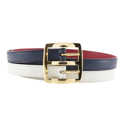 [Hermès] Hermès 
 Ceinture réversible 
 Kushbell x Swift Blue Indigo / Rougevif 〇x gravé des dames réversibles