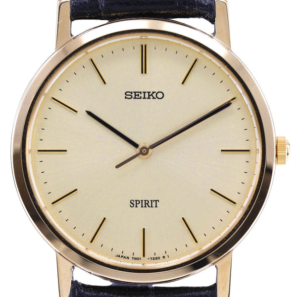 [Seiko] Seiko 
 watch 
 7N01-7060 Stainless steel x leather quartz analog display gold dial men's