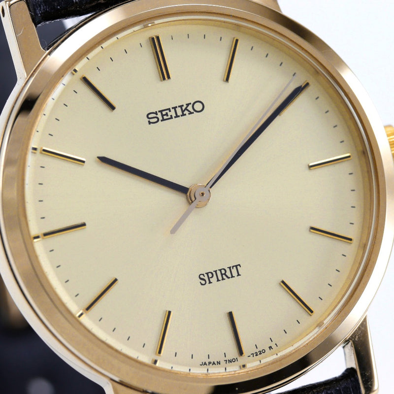 【SEIKO】セイコー
 腕時計
 7N01-7060 ステンレススチール×レザー クオーツ アナログ表示 ゴールド文字盤 メンズ