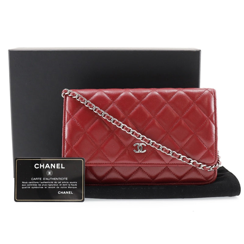 [CHANEL] Chanel 
 Chain wallet 
 Matrasse A33814 Lambskin Snap button Ladies A Rank