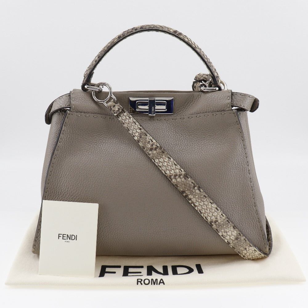 FENDI】フェンディ ピーカブー ハンドバッグ セレリア カーフ×パイソン