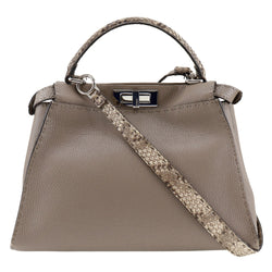 [FENDI] Fendi Poka Boo Handbag Sereria Calfskin× Python diagonal shoulder handbag 2WAY A5 turn lock PEEKABOO Ladies