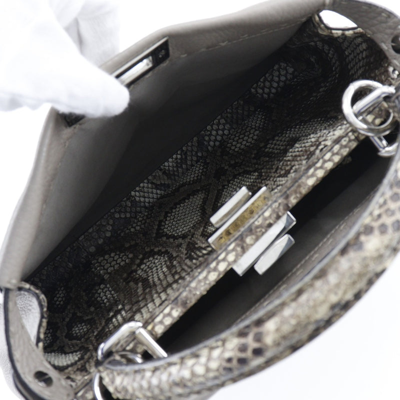 [펜디] 펜디 
 포카 부 핸드백 
 Serelia calf x Python Python Diagonal Should Handbag 2way A5 회전 잠금 Peekaboo Ladies