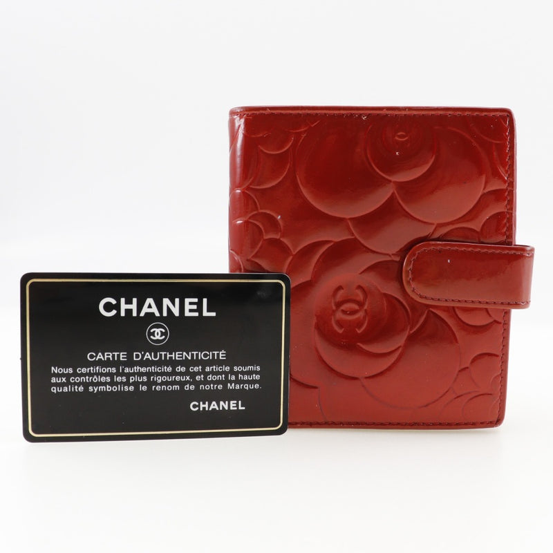 【CHANEL】シャネル
 二つ折り財布
 パテントレザー スナップボタン レディースB-ランク