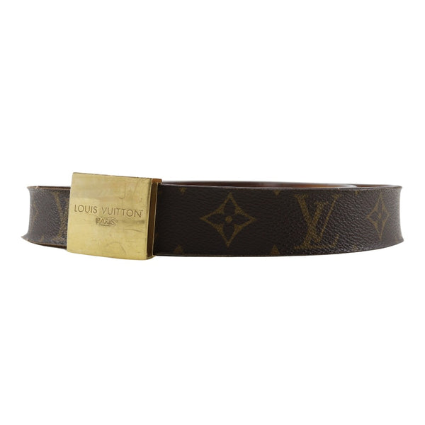 [Louis Vuitton]LOUIS VUITTON ceintureCare belt M6801 monogram canvas ×Plated Gold LB1001 engraved CEINTURE CARRE Men's B-Rank