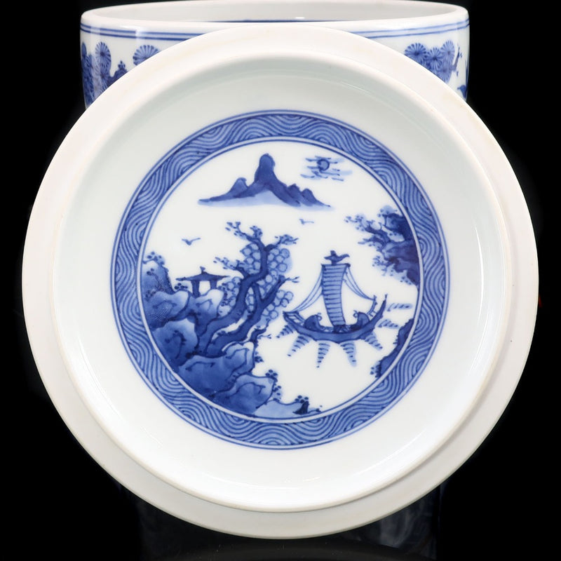 kyoyaki】京焼 真葛香斎 作 祥瑞胴締水指 ( 替塗蓋付 ) 茶道具