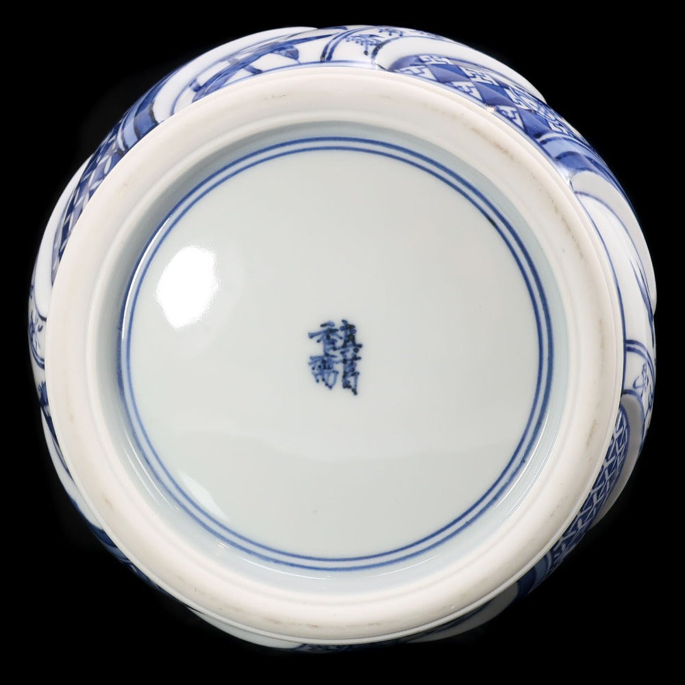 kyoyaki】京焼 真葛香斎 作 祥瑞胴締水指 ( 替塗蓋付 ) 茶道具