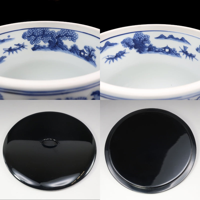 【kyoyaki】京焼 真葛香斎 作 祥瑞胴締水指 ( 替塗蓋付 ) 陶磁器 _ 茶道具 kyoyaki】京焼 真葛香斎 作 祥瑞胴締水指 ( 替塗蓋付 ) 茶道具