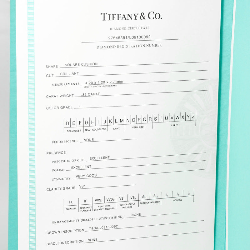 [Tiffany & Co.] Tiffany 
 노보 쿠션 컷 No. 15 링 / 링 
 0.32ct vs1/f/2ex/vg pt950 플래티넘 x 다이아몬드 약 3.81g novo 쿠션 컷 레이디스 랭크