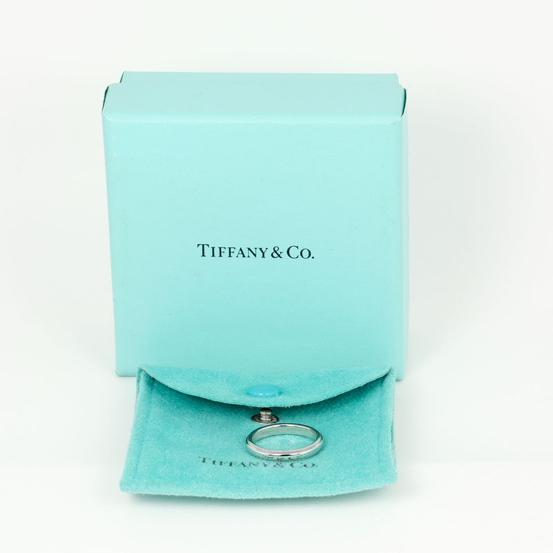 [Tiffany＆Co。]蒂法尼 
 Tugazaza Milgrein 10号戒指 /戒指 
 3毫米乐队PT950白金约5.1克切换米尔格兰女士