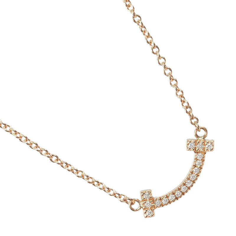 [TIFFANY & CO.] Tiffany 
 T Smile mini necklace 
 K18 Pink Gold x Diamond about 2.31g T Smile Mini Ladies A Rank