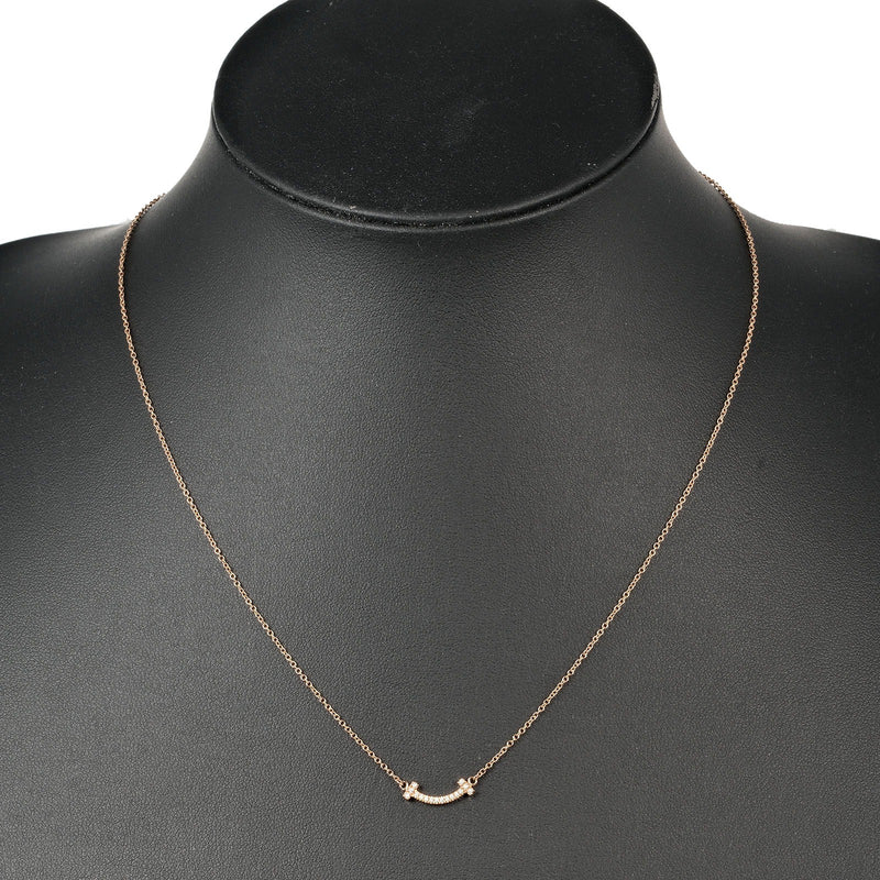 [TIFFANY & CO.] Tiffany 
 T Smile mini necklace 
 K18 Pink Gold x Diamond about 2.31g T Smile Mini Ladies A Rank