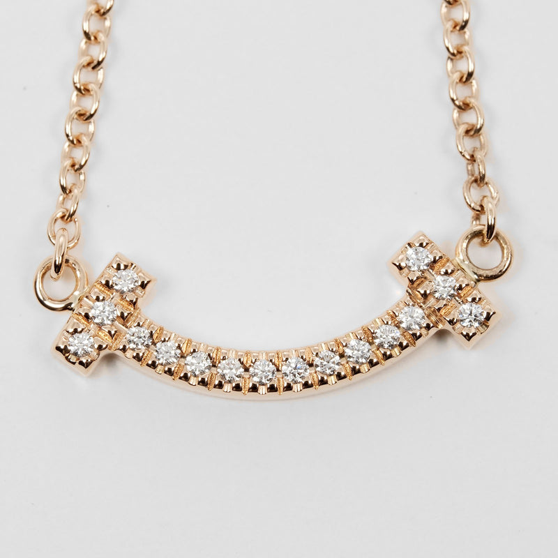[Tiffany & Co.] Tiffany 
 미소 미니 목걸이 
 K18 Pink Gold X Diamond 약 2.31g T 미소 미니 여성 랭크
