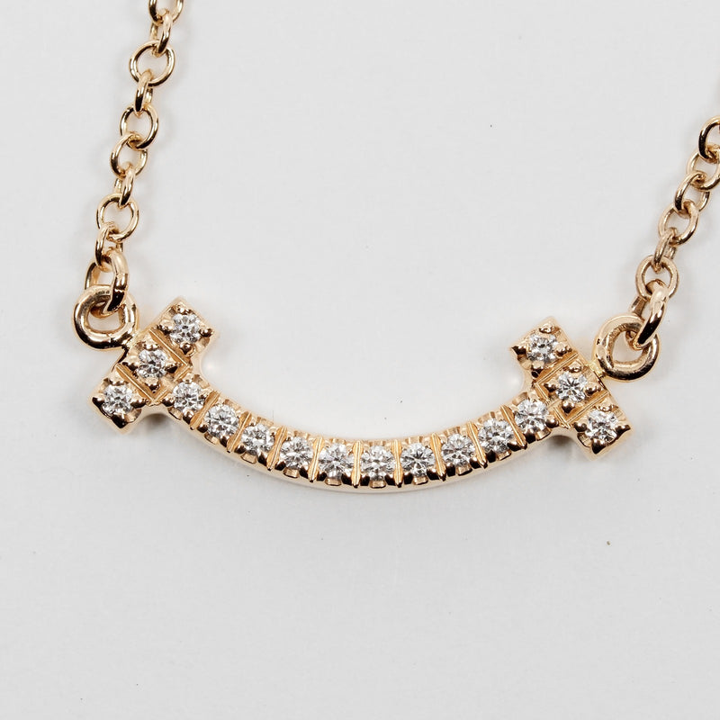 [TIFFANY & CO.] Tiffany 
 T Smile mini necklace 
 K18 Pink Gold x Diamond about 2.7g T Smile Mini Ladies A Rank