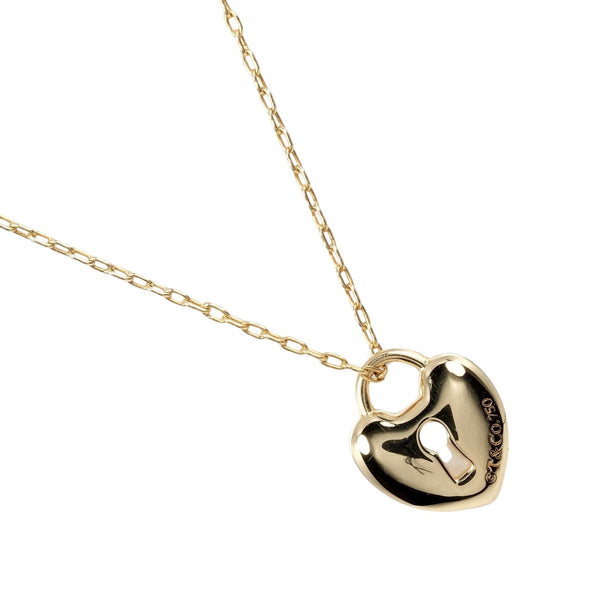 [Tiffany＆Co。]蒂法尼 
 心锁项链 
 K18黄金大约3.41g心脏锁女士