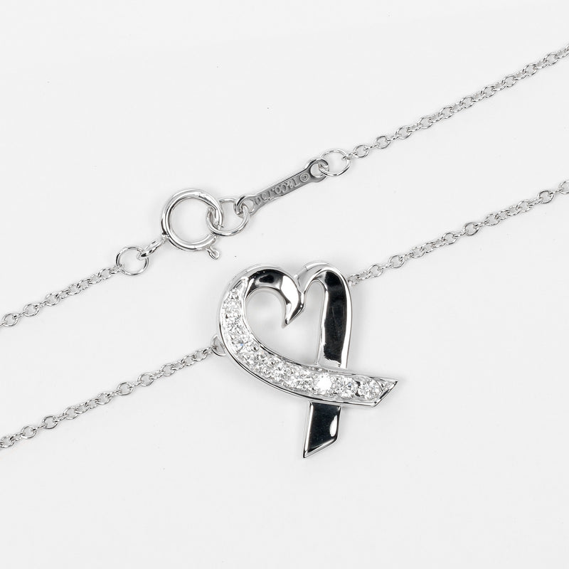 [Tiffany & Co.] Tiffany 
 문지르는 심장 목걸이 
 K18 화이트 골드 X 다이아몬드 약 3.3g 사랑의 심장 숙녀 랭크