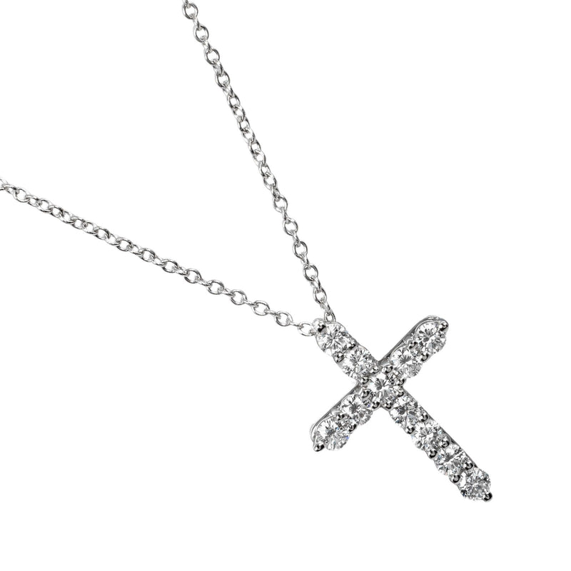 [Tiffany & Co.] Tiffany 
 작은 크로스 목걸이 
 PT950 플래티넘 X 다이아몬드 약 3.83g 소규모 크로스 레이디스 계급