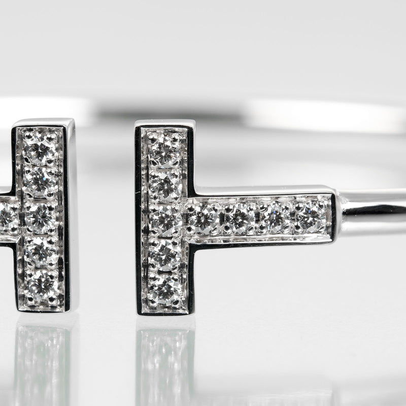 [Tiffany & co.] Tiffany 
 Brazalete de alambre 
 M tamaño alrededor del brazo 16 cm K18 Gold White X Diamond Aproximadamente 8.75 g de alambre de alambre de alambre un rango