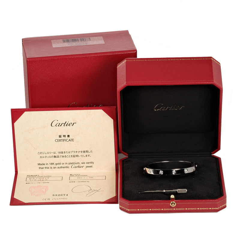 [Cartier] Cartier 
 Brazalete de amor 
 Old K18 Gold White X 10p Diamante completo aproximadamente 31.75 g de amor damas un rango