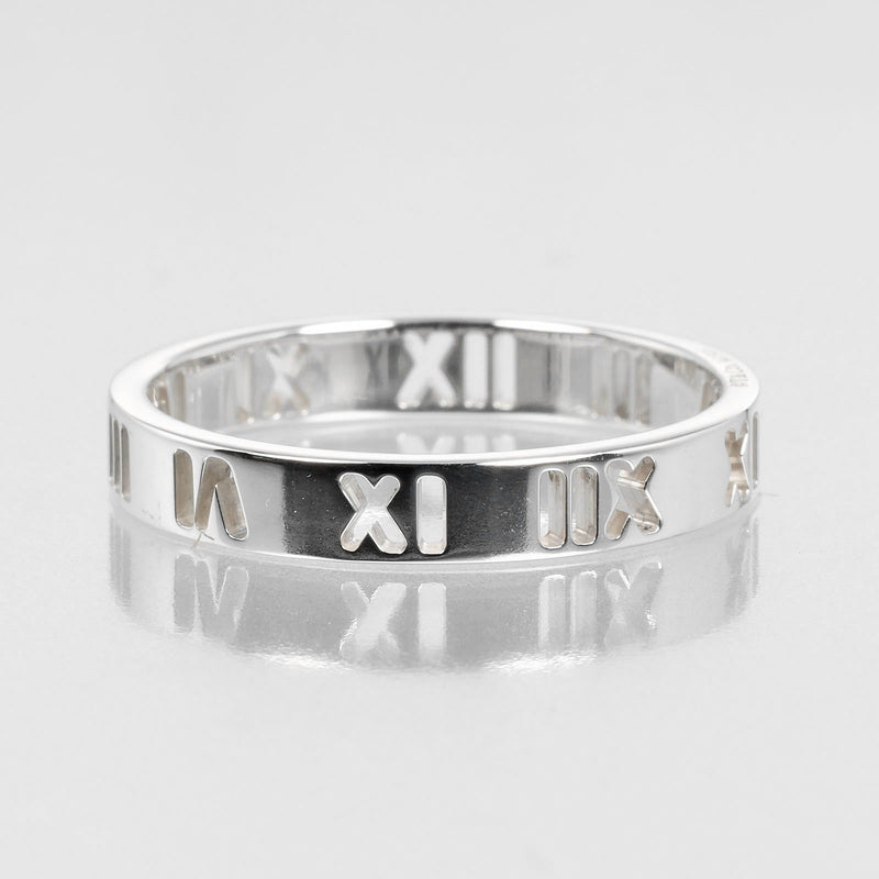 [Tiffany & co.] Tiffany 
 Atlas perforando estrecho 18.5 anillo / anillo 
 Silver 925 aproximadamente 2.37 g Atlas perforadas a las mujeres estrechas un rango