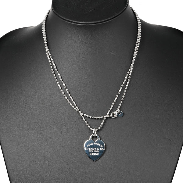 [Tiffany & co.] Tiffany 
 Collar de corazón devuelto 
 Cadena de pelota de 86 cm Plata 925 alrededor de 23.8 g Regreso a Hartltag Ladies un rango