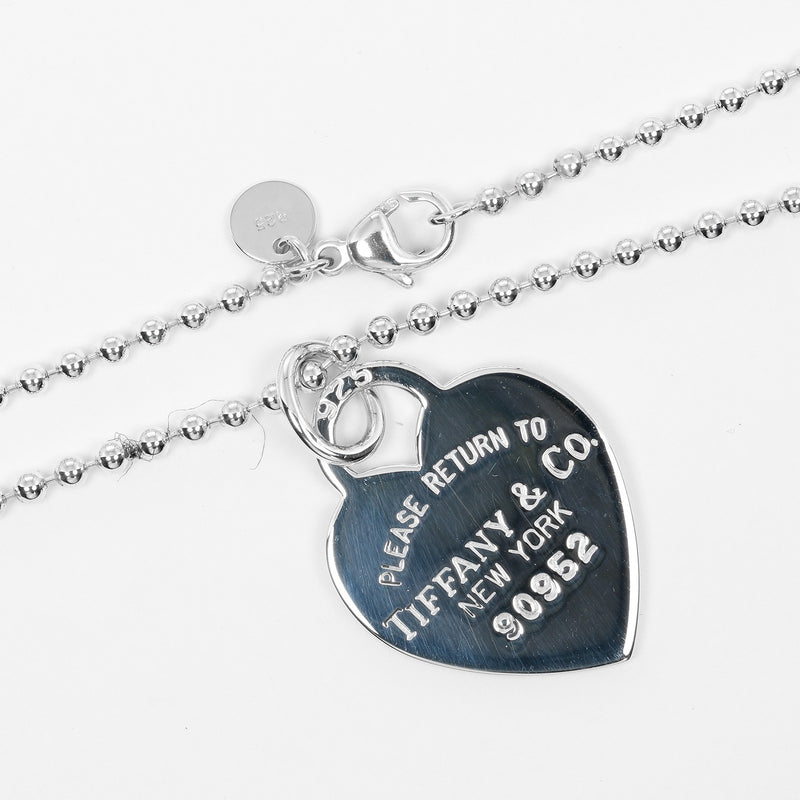 [Tiffany & co.] Tiffany 
 Collar de corazón devuelto 
 Cadena de pelota de 86 cm Plata 925 alrededor de 23.8 g Regreso a Hartltag Ladies un rango