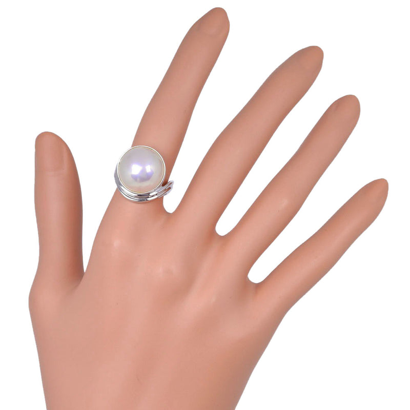 [타사키] 타사키 Mabepal No. 12 Ring / Ring Wave K14 White Gold X Pearl 약 6.7g Mabe Pearl Ladies A Rank