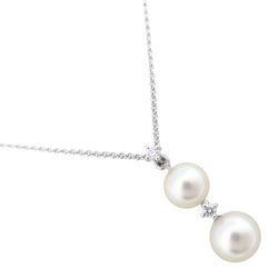 [TASAKI] Tasaki Necklace PT850 Platinum x Pearl x Diamond 0.05 Approximately 2.9G Ladies A Rank