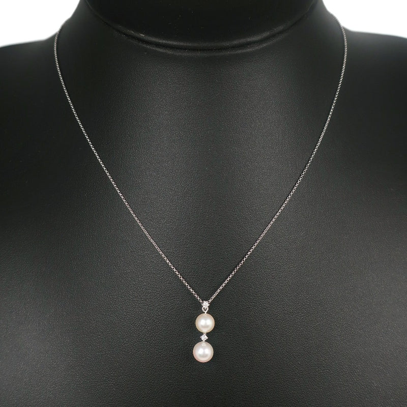 [TASAKI] Tasaki Necklace PT850 Platinum x Pearl x Diamond 0.05 Approximately 2.9G Ladies A Rank