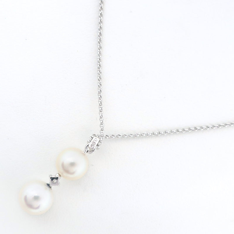 [TASAKI] Tasaki Necklace PT850 Platinum x Pearl x Diamond 0.05 Approximately 2.9G Ladies A Rank