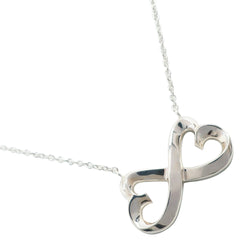 [Tiffany & co.]TIFFANY&Co. Double Rubbing Heart Necklace Silver 925 about 4.0g Double RubBing Heart Ladies A Rank