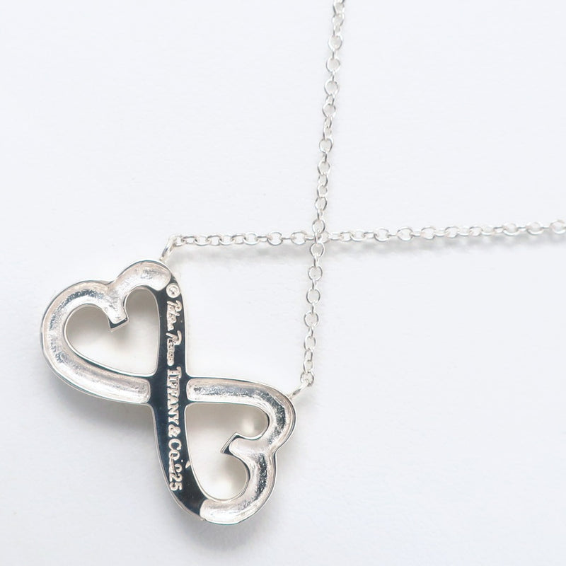 [Tiffany & co.]TIFFANY&Co. Double Rubbing Heart Necklace Silver 925 about 4.0g Double RubBing Heart Ladies A Rank