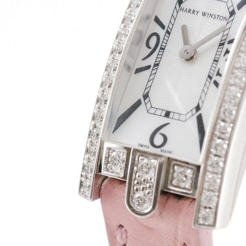 [Harry Winston] Harry Winston 
 Avenue C Mini Watch 
 AVCQHM16WW024 18KWhite Gold x Crocodile x Diamond Raspberry Pink Quartz Analog display White Shell Dial Avenue C mini Ladies A+Rank