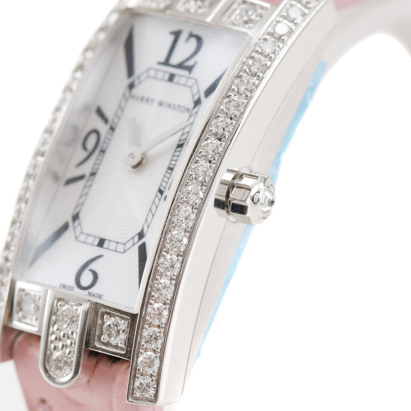 [Harry Winston] Harry Winston 
 Avenue C Mini Watch 
 AVCQHM16WW024 18KWhite Gold x Crocodile x Diamond Raspberry Pink Quartz Analog display White Shell Dial Avenue C mini Ladies A+Rank